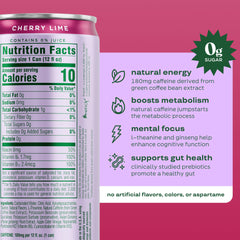 Sparkling Energy Drink, Natural Caffeine, Zero Sugar, 180mg Caffeine, Prebiotics