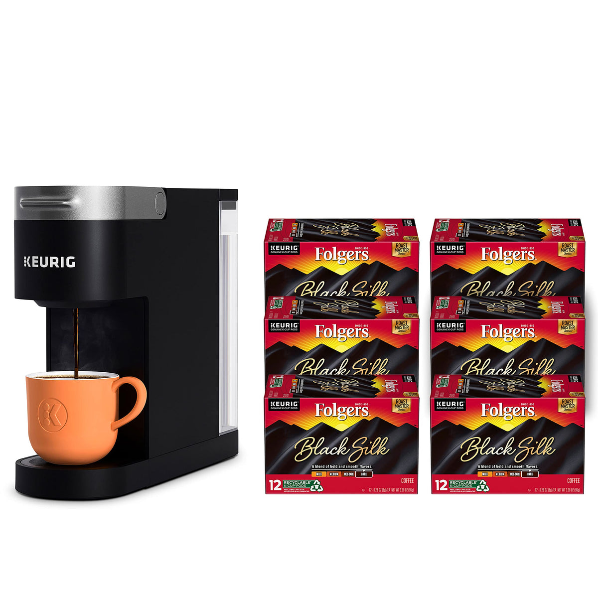 Slim Single-Serve Coffee Maker with Dark Roast Coffee Pods, 72 Count