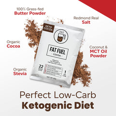 Keto Cocoa Meal Replacement Powder with Grass Fed Butter, MCT Oil & Coconut