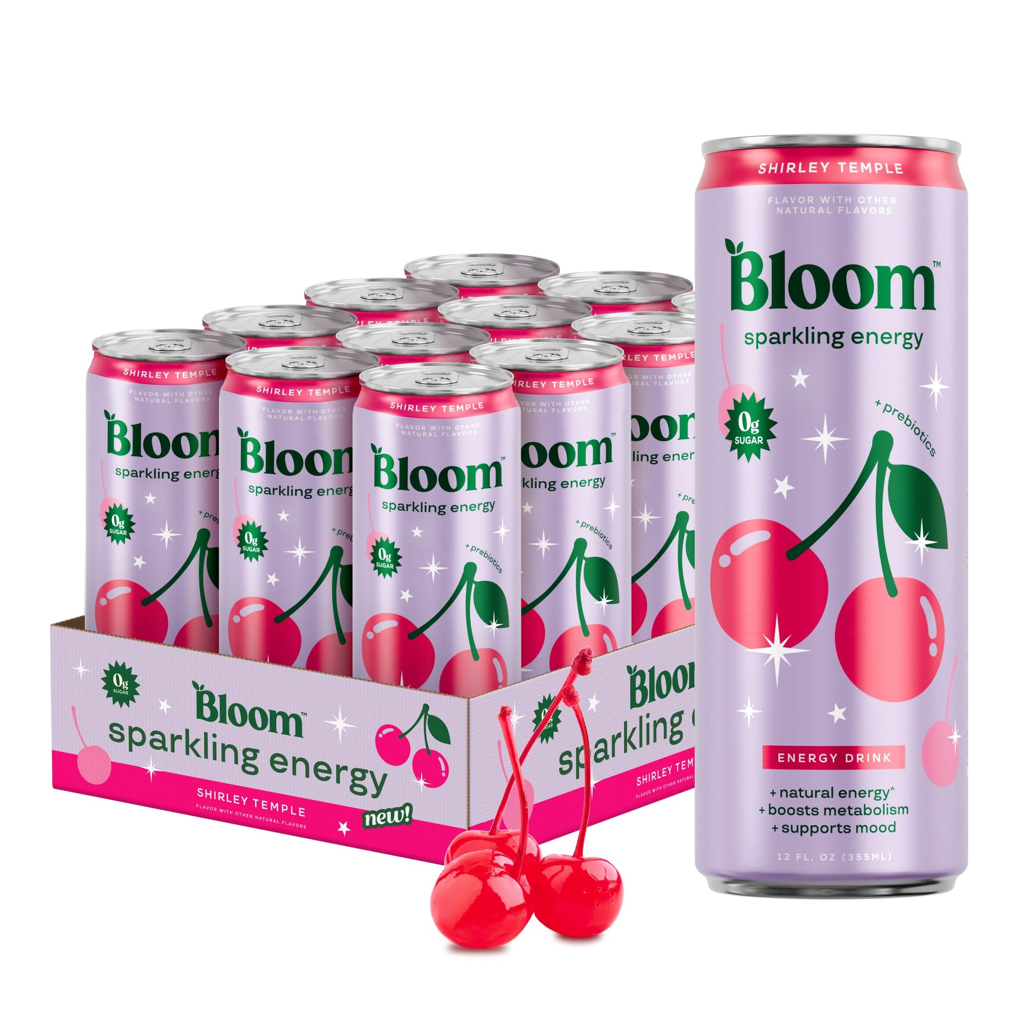 Sparkling Energy Drink, Natural Caffeine, Zero Sugar, 180mg Caffeine, Prebiotics