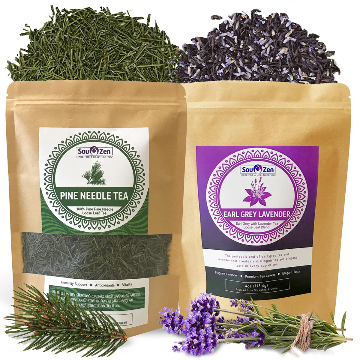 Pine Needle & Earl Grey Lavender Loose Leaf Tea Set, 8oz
