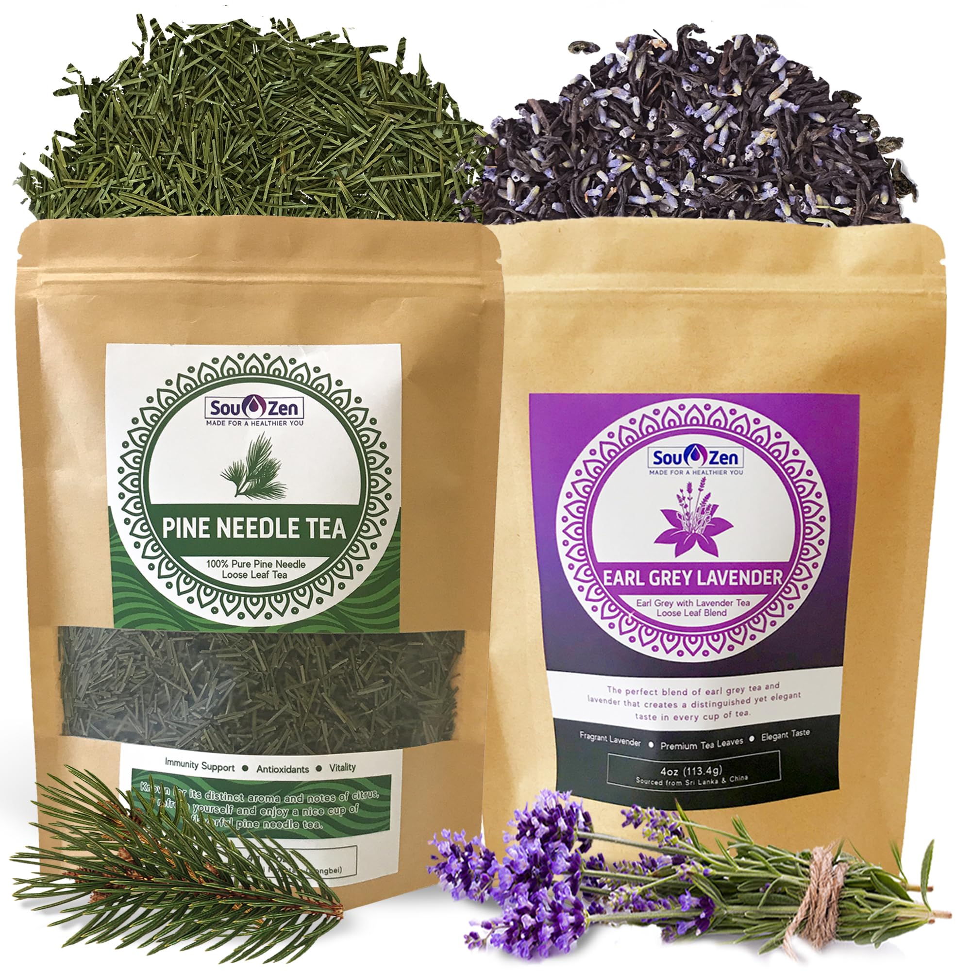 Pine Needle & Earl Grey Lavender Loose Leaf Tea Set, 8oz
